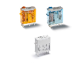 Releu industrial miniaturizat - 2 contacte, 8 A, C (contact comutator), 110 V, C.A. (50/60Hz), AgNi, Terminale lamelare pentru lipire (2.5x0.5)mm, Buton de test blocabil + LED (C.A.) + indicator mecanic