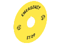 PLASTIC DISK FOR MUSHROOM HEAD PUSHBUTTONS, EMERGENCY/STOP Ø90MM / 3.5IN