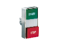 Buton dublu, diametru, WHITE INDICATOR, 22MM 8LM METAL SERIES, 1 EXTENDED AND 1 FLUSH PUSH BUTTONS. BOTH diametru, GREEN -Rosu/ START - STOP