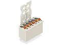 1-conductor THT female header; 1.0 mm  solder pin; straight; Gripping plate; 1.5 mm; Pin spacing 3.5 mm; 6-pole; 1,50 mm; light gray