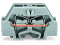 Space-saving, 2-conductor end terminal block; without push-buttons; without protruding snap-in mounting foot; for terminal strips with snap-in mounting feet; 2.5 mm; CAGE CLAMP; 2,50 mm; orange