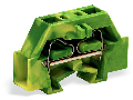 Space-saving, 2-conductor end terminal block; without push-buttons; without protruding snap-in mounting foot; for terminal strips with snap-in mounting feet; 2.5 mm; CAGE CLAMP; 2,50 mm; green-yellow