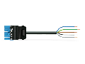 pre-assembled connecting cable; Eca; Plug/open-ended; 5-pole; Cod. I; H05Z1Z1-F 5G 1.5 mm; 8 m; 1,50 mm; blue