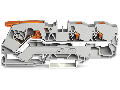 3-conductor through terminal block; with lever and push-button; 10 mm²; with test port; suitable for Ex i applications; side and center marking; for DIN-rail 35 x 15 and 35 x 7.5; Push-in CAGE CLAMP®; 10,00 mm²; blue