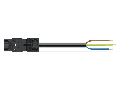 pre-assembled connecting cable; Eca; Plug/open-ended; 3-pole; Cod. A; H05VV-F 3G 1.5 mm; 1 m; 1,50 mm; black