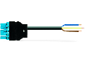 pre-assembled connecting cable; Eca; Plug/open-ended; 5-pole; Cod. I; H05Z1Z1-F 3G 1.5 mm; 1 m; 1,50 mm; blue