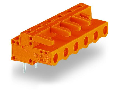 THT female header; 0.6 x 1.0 mm solder pin; angled; Pin spacing 7.62 mm; 3-pole; orange