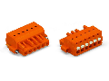 1-conductor female plug; push-button; Screw flange; 2.5 mm; Pin spacing 5.08 mm; 14-pole; 2,50 mm; orange