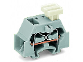 Space-saving, 4-conductor end terminal block; suitable for Ex i applications; on one side with push-button; without protruding snap-in mounting foot; for terminal strips with snap-in mounting feet; 2.5 mm; CAGE CLAMP; 2,50 mm; blue