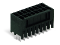 THR male header, 2-row; 0.8 x 0.8 mm solder pin; straight; 100% protected against mismating; Pin spacing 3.5 mm; 2 x 18-pole; black