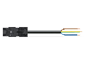 pre-assembled connecting cable; Eca; Plug/open-ended; 3-pole; Cod. A; H05VV-F 3G 2.5 mm; 1 m; 2,50 mm; black