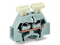 Space-saving, 2-conductor end terminal block; on both sides with push-button; without protruding snap-in mounting foot; for terminal strips with snap-in mounting feet; 2.5 mm; CAGE CLAMP; 2,50 mm; orange
