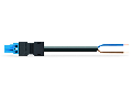 pre-assembled connecting cable; Eca; Socket/open-ended; 2-pole; Cod. I; H05VV-F 2 x 1.5 mm; 5 m; 1,50 mm; blue