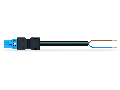 pre-assembled connecting cable; Eca; Plug/open-ended; 2-pole; Cod. I; H05Z1Z1-F 2 x 1,50 mm; 1 m; 1,50 mm; blue