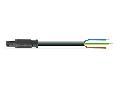 pre-assembled connecting cable; Eca; Socket/open-ended; 3-pole; Cod. A; H05VV-F 3G 2.5 mm; 7 m; 2,50 mm; black