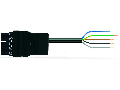 pre-assembled connecting cable; Plug/open-ended; 5-pole; Cod. A; H05Z1Z1-F 5G 4.0 mm; 5 m; 4,00 mm; black