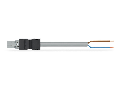 pre-assembled connecting cable; Plug/open-ended; 2-pole; Cod. B; Control cable 2 x 1.0 mm²; 8 m; 1,00 mm²; gray