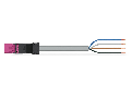 pre-assembled connecting cable; Eca; Plug/open-ended; 4-pole; Cod. B; Control cable 4 x 1.5 mm; 6 m; 1,50 mm; pink