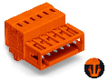 1-conductor male connector; 100% protected against mismating; Snap-in mounting feet; 1.5 mm; Pin spacing 3.81 mm; 9-pole; 1,50 mm; orange