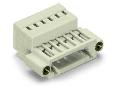 1-conductor male connector; 100% protected against mismating; Threaded flange; 1.5 mm; Pin spacing 3.5 mm; 14-pole; 1,50 mm; light gray