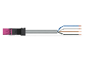 pre-assembled connecting cable; Eca; Plug/open-ended; 4-pole; Cod. B; Control cable 4 x 1.0 mm; 4m; 1,00 mm; pink