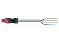 pre-assembled connecting cable; Eca; Socket/open-ended; 4-pole; Cod. B; Control cable 4 x 1.0 mm; 7 m; 1,00 mm; pink