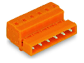 1-conductor male connector; Snap-in mounting feet; Strain relief plate; 2.5 mm�; Pin spacing 7.62 mm; 5-pole; 2,50 mm�; orange