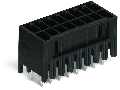 THT male header, 2-row; 0.8 x 0.8 mm solder pin; straight; 100% protected against mismating; Pin spacing 3.5 mm; 2 x 11-pole; black