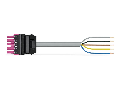 pre-assembled connecting cable; Eca; Socket/open-ended; 5-pole; Cod. B; 1 m; 1,00 mm; pink