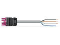 pre-assembled connecting cable; Eca; Socket/open-ended; 4-pole; Cod. B; Control cable 4 x 1.0 mm; 3 m; 1,00 mm; pink