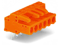 THT female header; 0.6 x 1.0 mm solder pin; angled; Pin spacing 5.08 mm; 23-pole; orange
