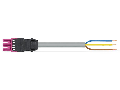 pre-assembled connecting cable; Eca; Socket/open-ended; 3-pole; Cod. B; 1 m; 1,00 mm; pink