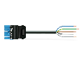 pre-assembled connecting cable; Eca; Plug/open-ended; 5-pole; Cod. I; H05Z1Z1-F 5G 2.5 mm; 7 m; 2,50 mm; blue