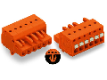 1-conductor female plug; push-button; Snap-in mounting feet; 2.5 mm; Pin spacing 5.08 mm; 7-pole; 2,50 mm; orange