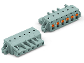 1-conductor female plug; push-button; clamping collar; 2.5 mm; Pin spacing 7.5 mm; 10-pole; 2,50 mm; gray
