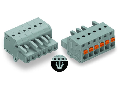 1-conductor female plug; push-button; Snap-in mounting feet; 2.5 mm; Pin spacing 5 mm; 23-pole; 2,50 mm; gray