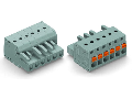 1-conductor female plug; push-button; with integrated end plate; 2.5 mm; Pin spacing 5 mm; 21-pole; 2,50 mm; gray