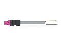 pre-assembled connecting cable; Eca; Plug/open-ended; 2-pole; Cod. B; Control cable 2 x 1.5 mm; 6 m; 1,50 mm; pink