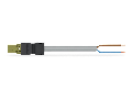pre-assembled connecting cable; Eca; Plug/open-ended; 2-pole; Cod. B; Control cable 2 x 1.5 mm; 6 m; 1,50 mm; light green