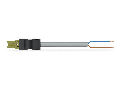 pre-assembled connecting cable; Eca; Socket/open-ended; 2-pole; Cod. B; Control cable 2 x 1.5 mm; 7 m; 1,50 mm; light green