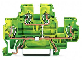 Double-deck terminal block; 4-conductor ground terminal block; PE; without marker carrier; internal commoning; for DIN-rail 35 x 15 and 35 x 7.5; 2.5 mm; CAGE CLAMP; 2,50 mm; green-yellow