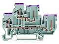 2-conductor/2-pin, double-deck carrier terminal block; 2-conductor/2-pin through terminal block; L; internal commoning; conductor entry with violet marking; for DIN-rail 35 x 15 and 35 x 7.5; 2.5 mm²; CAGE CLAMP®; 2,50 mm²; gray