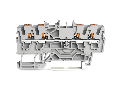 4-conductor through terminal block; with push-button; 2.5 mm²; with test port; side and center marking; for DIN-rail 35 x 15 and 35 x 7.5; Push-in CAGE CLAMP®; 2,50 mm²; gray