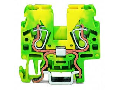 2-conductor ground terminal block; 2.5 mm²; lateral marker slots; for DIN-15 rail; CAGE CLAMP®; 2,50 mm²; green-yellow