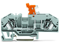 2-conductor disconnect terminal block; with test option; orange disconnect link; for DIN-rail 35 x 15 and 35 x 7.5; 6 mm; CAGE CLAMP; 6,00 mm; gray