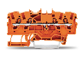 4-conductor through terminal block; 1.5 mm; suitable for Ex e II applications; side and center marking; for DIN-rail 35 x 15 and 35 x 7.5; Push-in CAGE CLAMP; 1,50 mm; orange