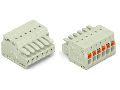1-conductor female plug; 100% protected against mismating; push-button; 1.5 mm; Pin spacing 3.5 mm; 14-pole; 1,50 mm; light gray
