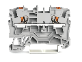 2-conductor through terminal block; with push-button; 4 mm²; with test port; side and center marking; for DIN-rail 35 x 15 and 35 x 7.5; Push-in CAGE CLAMP®; 4,00 mm²; gray