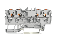 4-conductor through terminal block; with push-button; 1.5 mm²; with test port; side and center marking; for DIN-rail 35 x 15 and 35 x 7.5; Push-in CAGE CLAMP®; 1,00 mm²; gray
