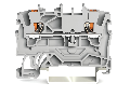 2-conductor through terminal block; with push-button; 1.5 mm²; with test port; side and center marking; for DIN-rail 35 x 15 and 35 x 7.5; Push-in CAGE CLAMP®; 1,00 mm²; gray